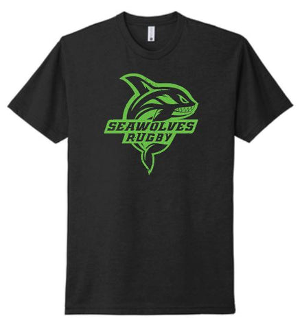 Seawolves Rugby Distressed Logo Black T-Shirt